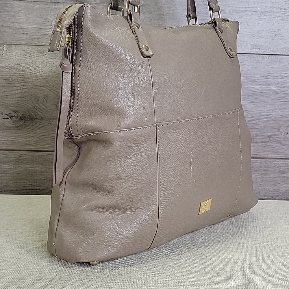 Kooba Taupe Leather Tote Shoulder Bag Handbag Purse - Picture 5 of 14